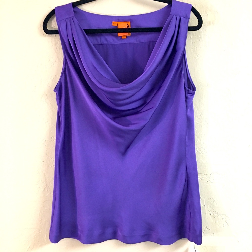 Tori Burch Sleeveless Blouse 10 Purple Cowl Neckline